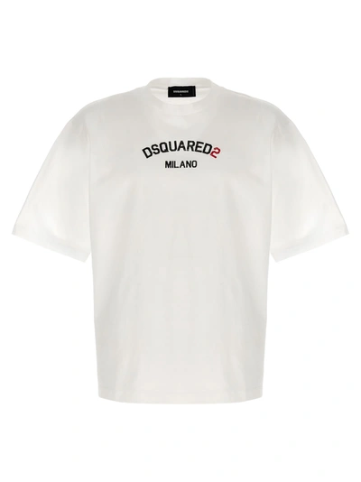 Dsquared2 Logo T-shirt In Bianco