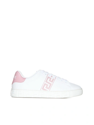 Versace Sneakers In White+english Rose