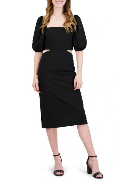 Julia Jordan Tie Back Puff Sleeve Dress In Black