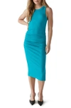 Michael Stars Wren Side Slit Sleeveless Body-con Midi Dress In Corsica