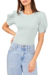 1.state Puff Sleeve Rib Knit T-shirt In Blue Glass