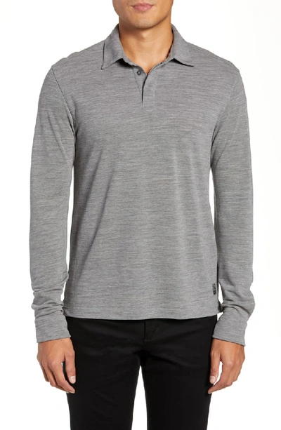 Z Zegna Long-sleeve Wool Polo Shirt With Logo In Grey
