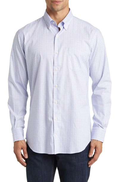 Peter Millar Airlie Microcheck Stretch Button-down Shirt In White