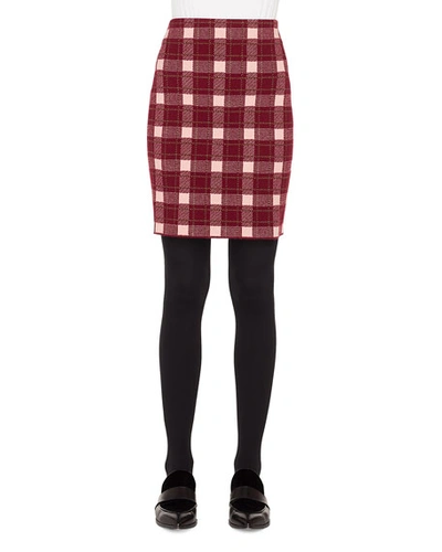Akris Punto Brit-check Pencil Knee-length Wool/cashmere Skirt