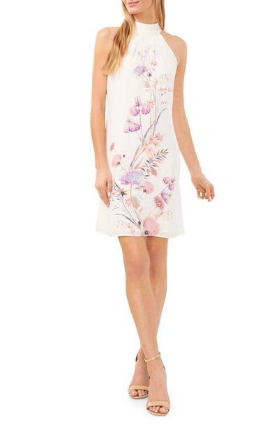 Cece Floral Sleeveless Georgette Sheath Dress In New Ivory