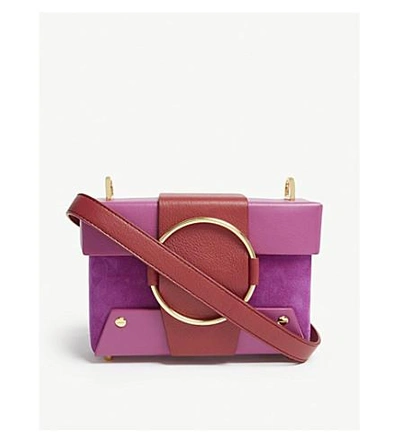 Yuzefi Beige Colour Block Asher Leather Shoulder Bag In Verbena/ruby