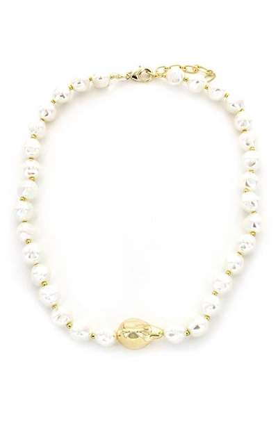 Panacea Beaded Imitation Pearl Necklace In White