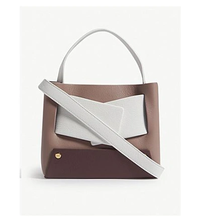 Yuzefi Brown And White Colour Block Dinky Leather Suede Cross Body Bag In Brownrose/bordo