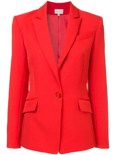 Milly Stretch Crepe Fitted Blazer In Red