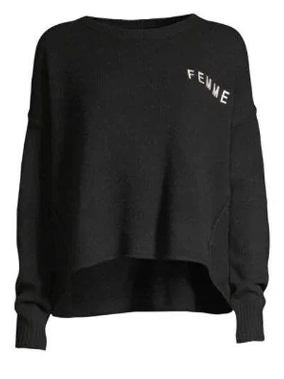 360 Sweater Femme Crop Graphic Cashmere Sweater In Black White