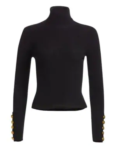 A.l.c Desi Button-accent Turtleneck Sweater In Black