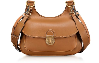 Tory Burch James Leather Saddle Bag - Brown In Brown/gold