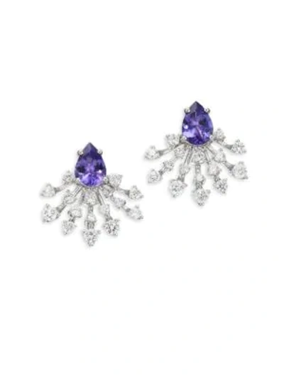 Hueb Women's Luminus Diamond, Tanzanite & 18k White Gold Stud Earrings