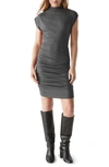 Michael Stars Gia Power Shoulder Mock Neck Dress In Oxide