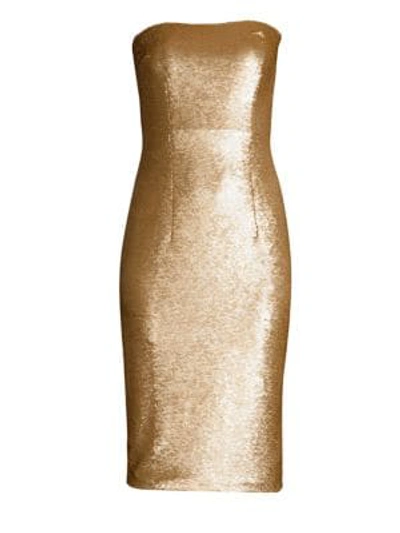 Black Halo Barker Sequined Strapless Sheath In Gold
