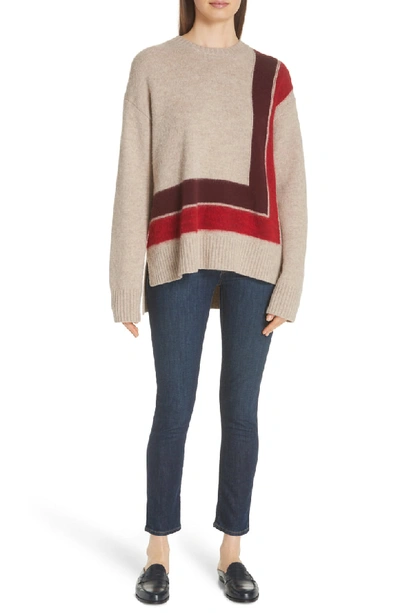 Derek Lam 10 Crosby Wool High-low Blanket Sweater In Red Multi