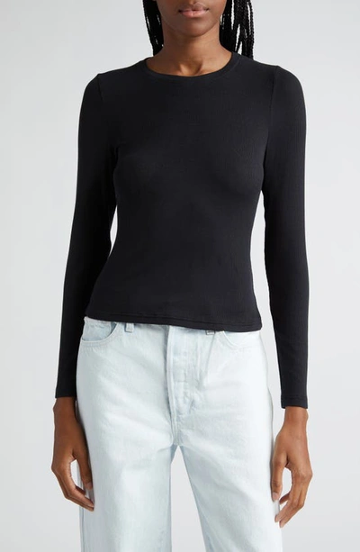 Favorite Daughter The Rib Long Sleeve Top In Black