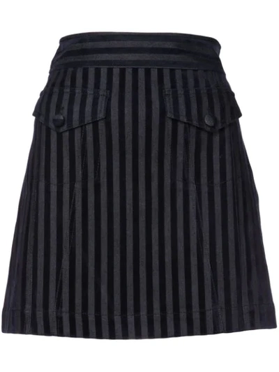 Derek Lam 10 Crosby Stripe Cotton Blend Miniskirt In Dark Indigo