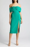 Amanda Uprichard Darien Off The Shoulder Cocktail Dress In Dark Green