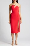 Amanda Uprichard Puzzle Strapless Midi Dress In Lipstick
