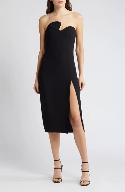 Amanda Uprichard Puzzle Strapless Midi Dress In Black