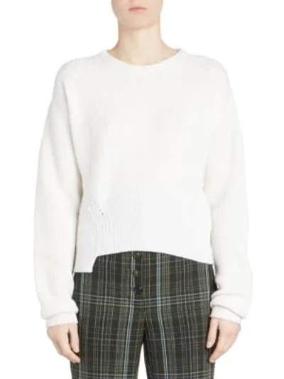 Carven Asymmetric Cashmere & Wool Knit Sweater In Ecru