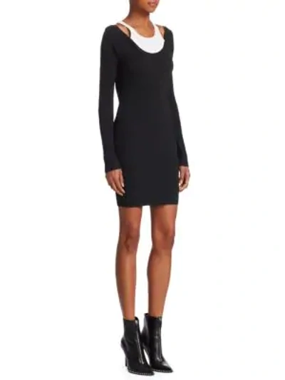 Alexander Wang T Double Layer Bodycon Dress In Black White