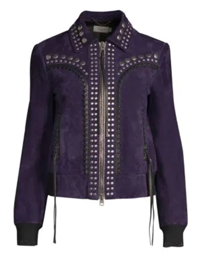 Coach Studded Bandana Jacket In Purple - Size 04 In Dark Purple