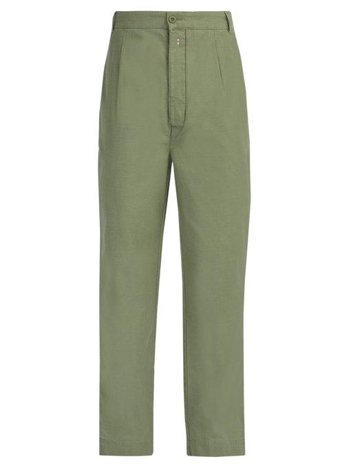Officine Generale Harry Cotton Chino Trousers In Green | ModeSens