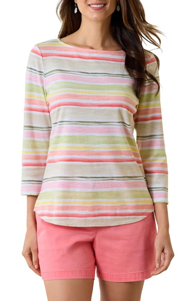 Tommy Bahama Ashby Isles Seabreeze Stripe Cotton Top In Malibu Peach