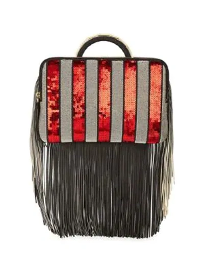 The Volon Bon-bon Sequin Tassel Clutch Bag In Red