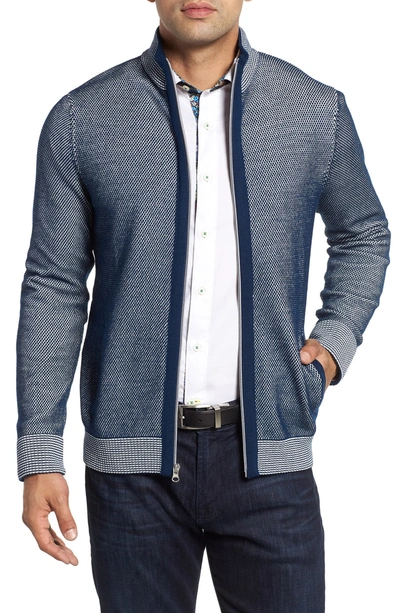 Robert Graham Men's Conboy Wool-blend Zip-front Sweater In Blue
