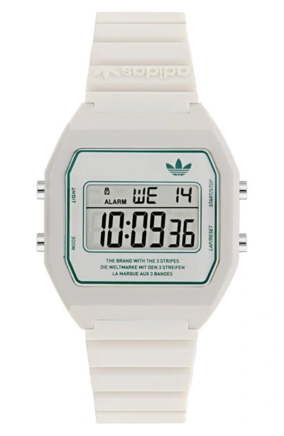 Adidas Originals Adidas Digital Two Resin Strap Watch, 36mm In White