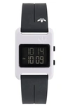 Adidas Originals Resin Case Silicone Strap Digital Watch, 31mm In Black/ White