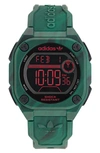 Adidas Originals City Tech Two Resin Strap Watch, 45mm In Green