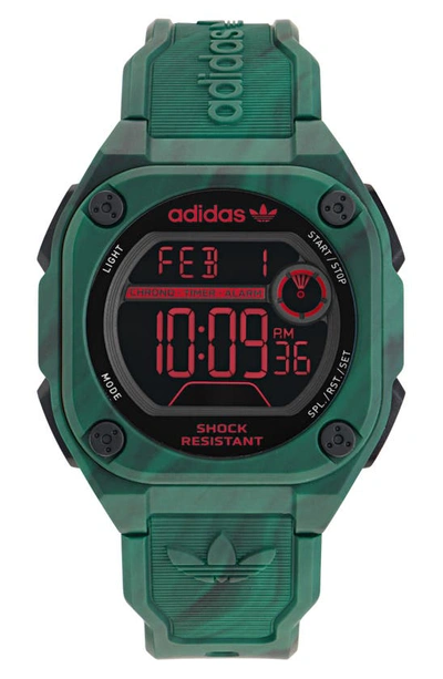 Adidas Originals City Tech Two Resin Strap Watch, 45mm In Green