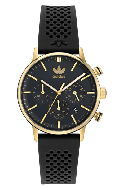 Adidas Originals Code One Chronograph Silicone Strap Watch, 40mm In Black