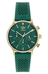 Adidas Originals Code One Chronograph Silicone Strap Watch, 40mm In Green