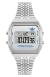 Adidas Originals Digital Two Bracelet Watch, 36mm In Stainless Steel/ White