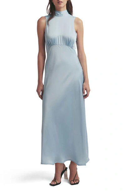 Favorite Daughter The Whisk Me Away Satin Dress In Sky Blue