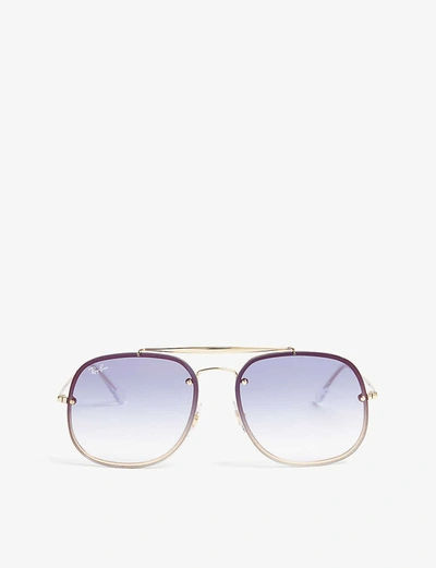 Ray Ban Rb3583 Square-frame Sunglasses In Gold