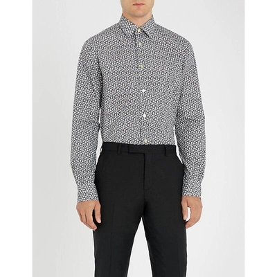 Paul Smith Printed Tailored-fit Cotton Shirt In Monochrome