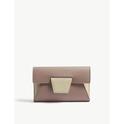 Yuzefi White Lolita Grained Leather Wallet In Brownrose/marmo