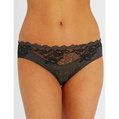 Wacoal Lace Perfection Stretch-lace Mid-rise Briefs In Charcoal (grey)
