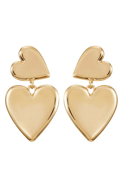 Vince Camuto Double Drop Heart Earrings In Gold