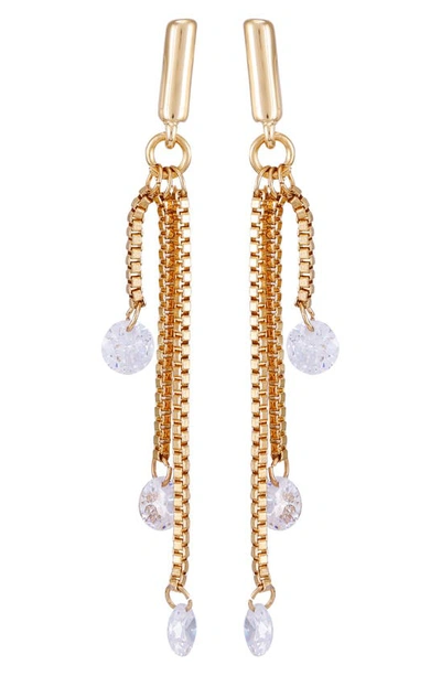 Vince Camuto Crystal Cascading Chain Drop Earrings In Gold