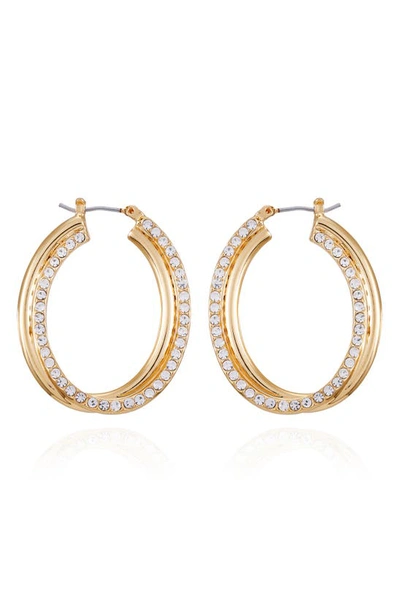 Vince Camuto Crystal Twist Hoop Earrings In Gold