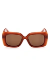 Max Mara 54mm Rectangular Sunglasses In Orange/ Brown