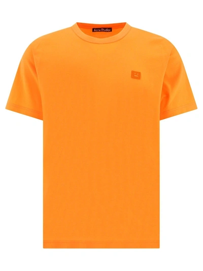 Acne Studios Face Logo Patch Crewneck T-shirt In Ac1 Mandarin Orange