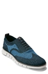 Cole Haan Zerogrand Stitchlite Woven Wool Wingtip In Black/ Blue Knit